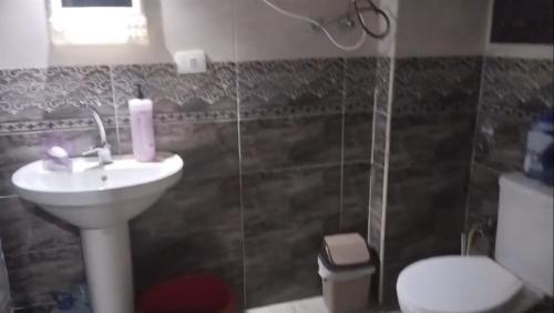 a bathroom with a sink and a toilet at grand hills in Dawwār ‘Abd Allāh