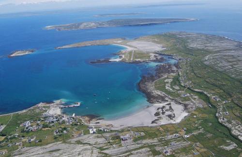 an aerial view of an island in the ocean at Tigh Fitz Apartments - Inis Mór, Aran Island in Inis Mor