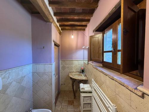 a bathroom with a sink and a toilet at Conca d'Oro casale con piscina privata in Foiano della Chiana