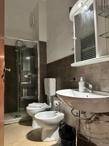 ein Badezimmer mit Waschbecken, Toilette und Dusche in der Unterkunft Mavipagi 2 in Verona