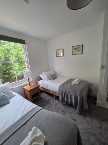 a bedroom with two beds and a window at St Marys Cottages 1 in Dover