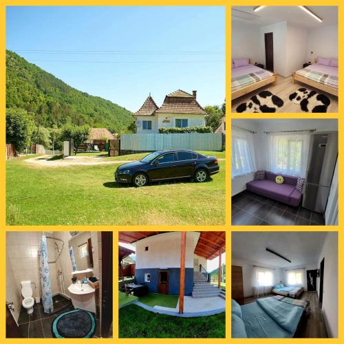 a collage of pictures of a house and a car at Carla House in Vidolm