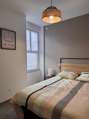 a bedroom with a large bed and a window at Voiron centre - De Tassigny in Voiron