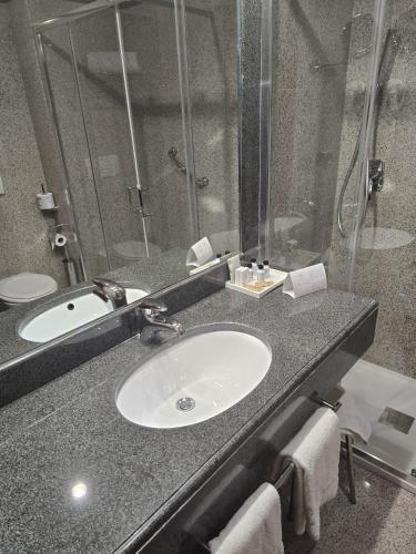 a bathroom with a sink and a shower at Europa Dépendance in Isernia