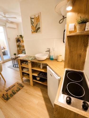 Studio "Les Cactus" avec Terrasse à 5 min à pied de la Plage