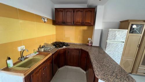 a kitchen with a sink and a counter top at House in Djerba s1 in Midoun