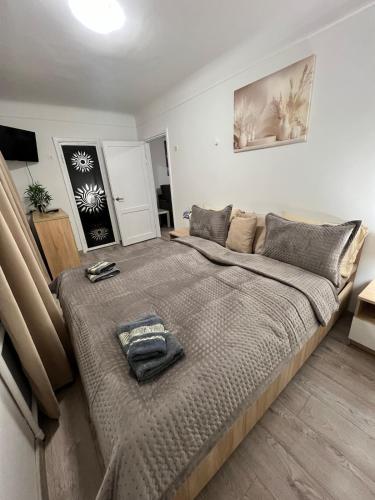 a bedroom with a large bed in a room at Mykolaichuka in Chernivtsi