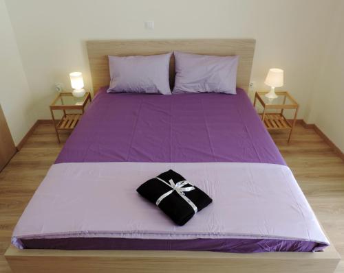 アテネにあるApartment in the Centre of Athensの紫のベッド