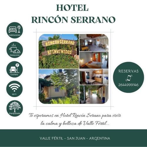 a collage of photos of a hotel and a hotel kimpton sererno at Hotel Rincon Serrano in San Agustín de Valle Fértil