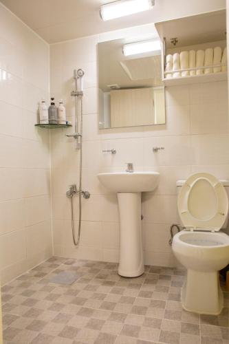 a bathroom with a toilet and a sink at DreamTrip Guesthouse in Incheon