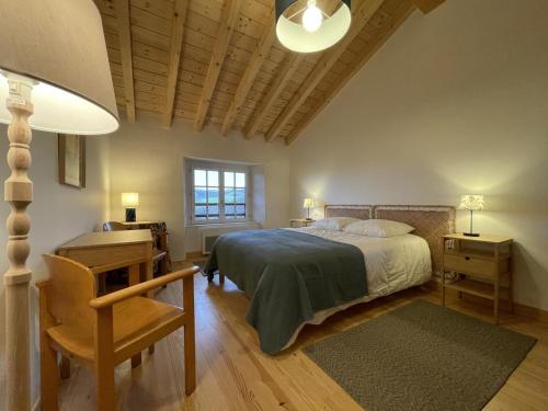 a bedroom with a bed and a desk and a chair at Artekoborda in Souraïde