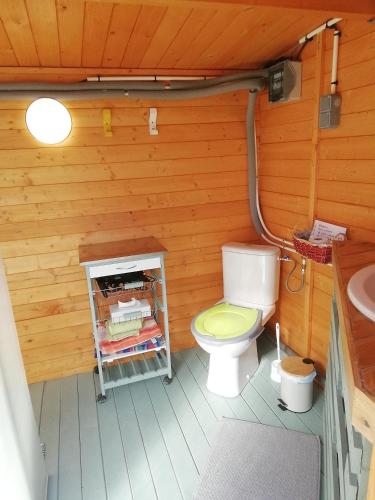 a small bathroom with a toilet and a sink at Le cocon de Lili et de Patrick in Draveil