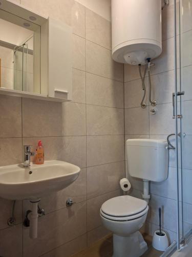 a bathroom with a toilet and a sink at Apartmani Tomić in Seline