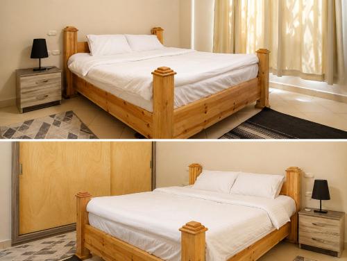 two pictures of a bed in a room at Casa Dòdò - Sunny Lakes Compound in Sharm El Sheikh