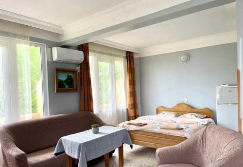 a bedroom with a bed and a couch and a table at HOTEL - SHORENA in Ureki