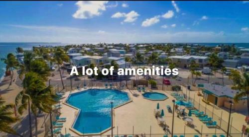 a lot of amenities at a resort with the words a lot of amenities at Rv Lot in Paradise in Cudjoe Key