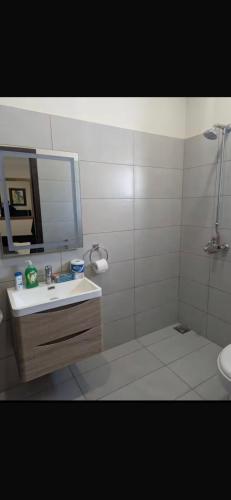 a bathroom with a sink and a mirror at Global properties in Faisalabad