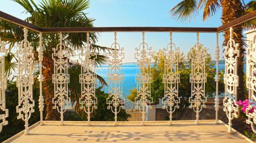 a balcony with a view of the ocean at Villa Agnes in Orebić