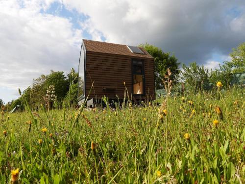 a small wooden cabin in a field of grass at Políčko in České Budějovice