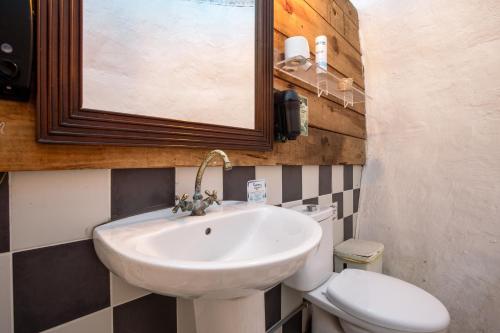 a bathroom with a sink and a toilet at Oaxaca Caracol in Agaete