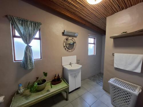 a bathroom with a sink and a window at Thali Thali Game Lodge in Langebaan