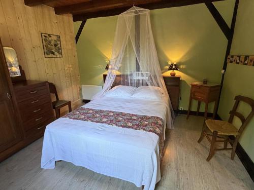 a bedroom with a bed with a mosquito net at Au gat in Léon