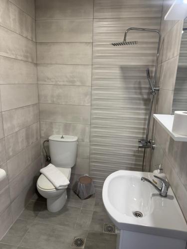 a bathroom with a toilet and a sink at Golden Sands in Keramoti