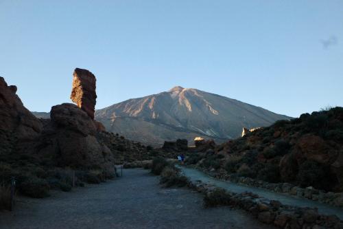 a mountain in the middle of a desert with a road at Bella Vista - Finca Tabaiba in Icod de los Vinos