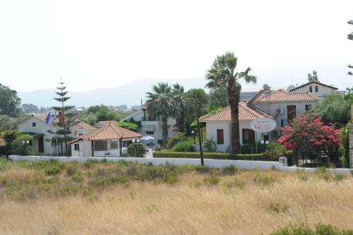 a row of houses in a subdivision with palm trees at Jasmine apartments in Pythagoreio