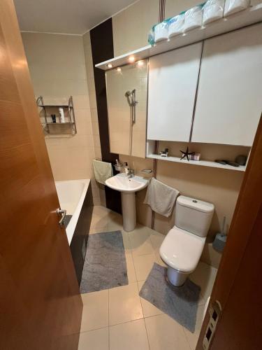 a bathroom with a toilet and a sink at Bar Luxury Apartment in Bar