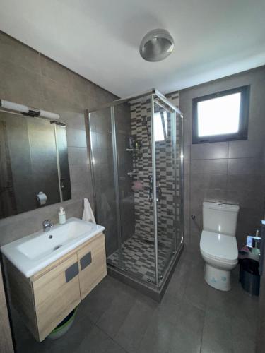 a bathroom with a shower and a toilet and a sink at smir park Mdiq in M'diq