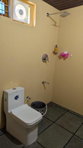 a bathroom with a toilet and a window at Kabani Villa in Mananthavady