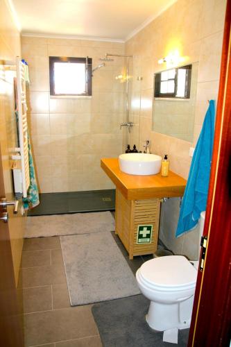 a bathroom with a sink and a toilet at Casa C Alcoutim in Alcoutim
