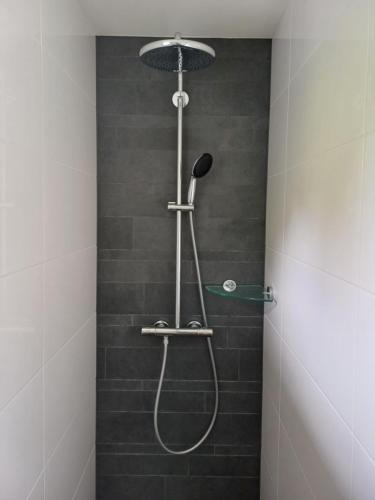 a shower with a shower head in a bathroom at Oevr652 in Earnewâld