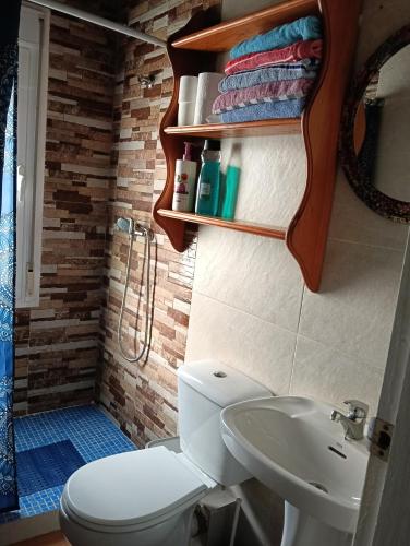 a bathroom with a toilet and a sink at Casita del Romero Ronda in Ronda