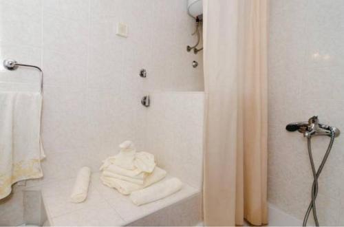 ドゥブロヴニクにあるApartment Butijerのバスルーム(シャワー、バスタブ、タオル付)