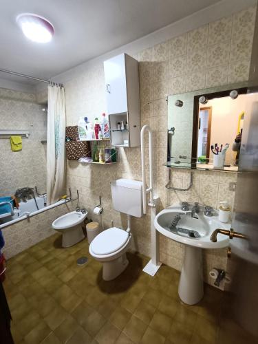 a bathroom with a toilet and a sink at Le Rondinelle in Champoluc