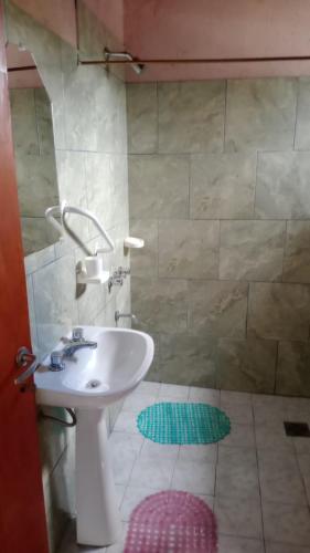 a bathroom with a sink and a shower at Departamento Fede 1 in Carpintería
