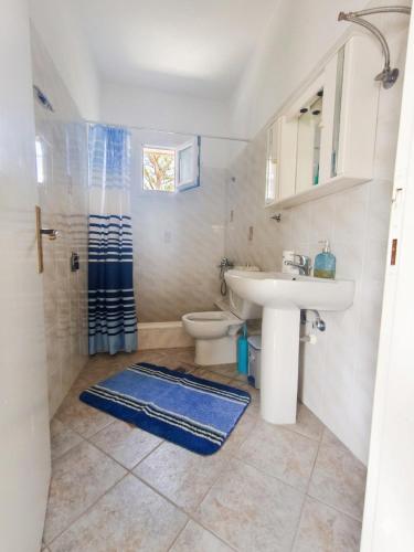 a bathroom with a sink and a toilet at Don Bazilio Brace in Leptokarya