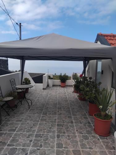 a covering on the roof of a house with plants at MM House in Relógio do Poiso