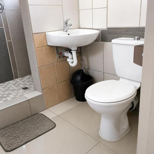 a bathroom with a toilet and a sink at The Big Five Bed and breakfast in Mooiriver