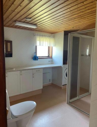 a bathroom with a toilet and a sink at Schwedentraum in Burseryd