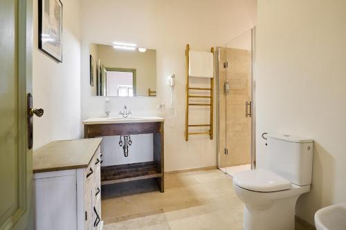 a bathroom with a toilet and a sink at Podere Lamberto in Montepulciano