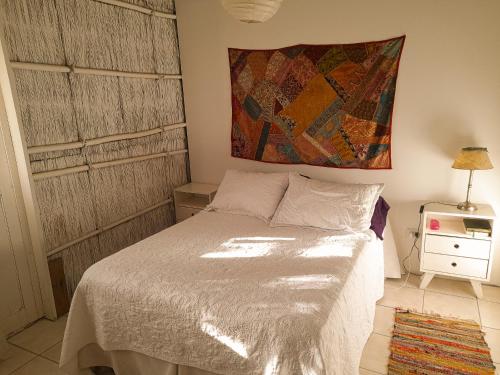 a bedroom with a bed and a painting on the wall at Gran Cabaña con parque en Catamarca in San Fernando del Valle de Catamarca