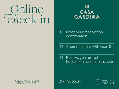 a screenshot of the online check in website with the text open your reservation at Hotel Casa Gardenia by Blossom Hotels in Barcelona