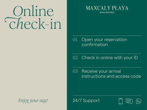 a screenshot of the online check in website at Maxcaly Playa by Blossom Hotels in Águilas