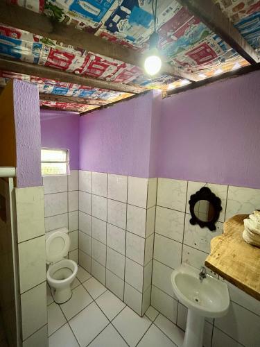 a bathroom with a toilet and a sink at Jahospedaria & Ecoturismo in Lençóis