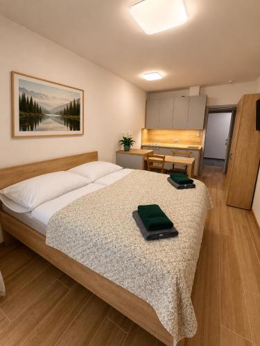 a bedroom with a large bed in a room at Microbyty & Apartments in Děčín