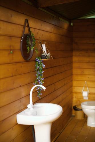 a bathroom with a sink and two toilets at Debed Glamping in Debed