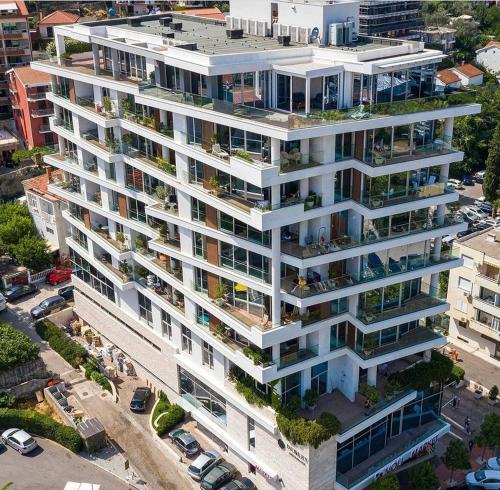 an aerial view of a large apartment building at Dukley residence Lux in Budva